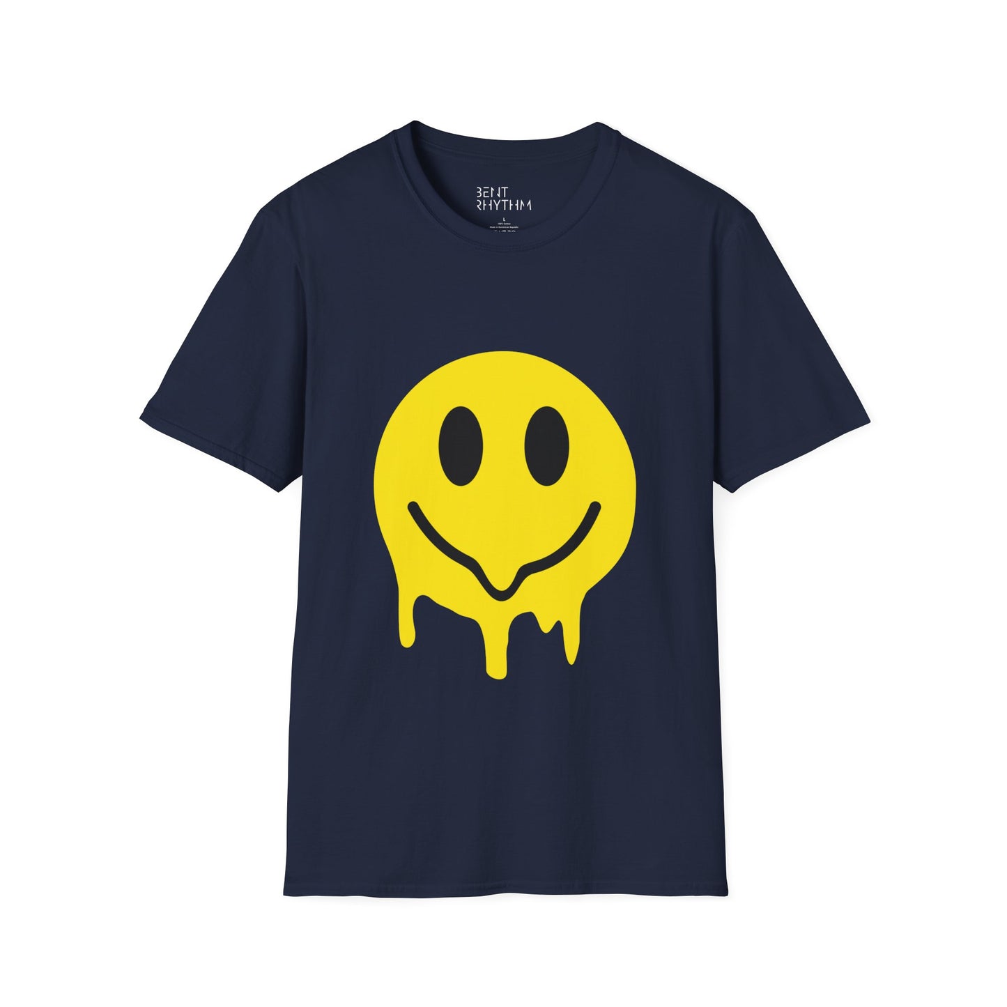 Techno Raver T-Shirt - Melting Acid Smiley Face Design