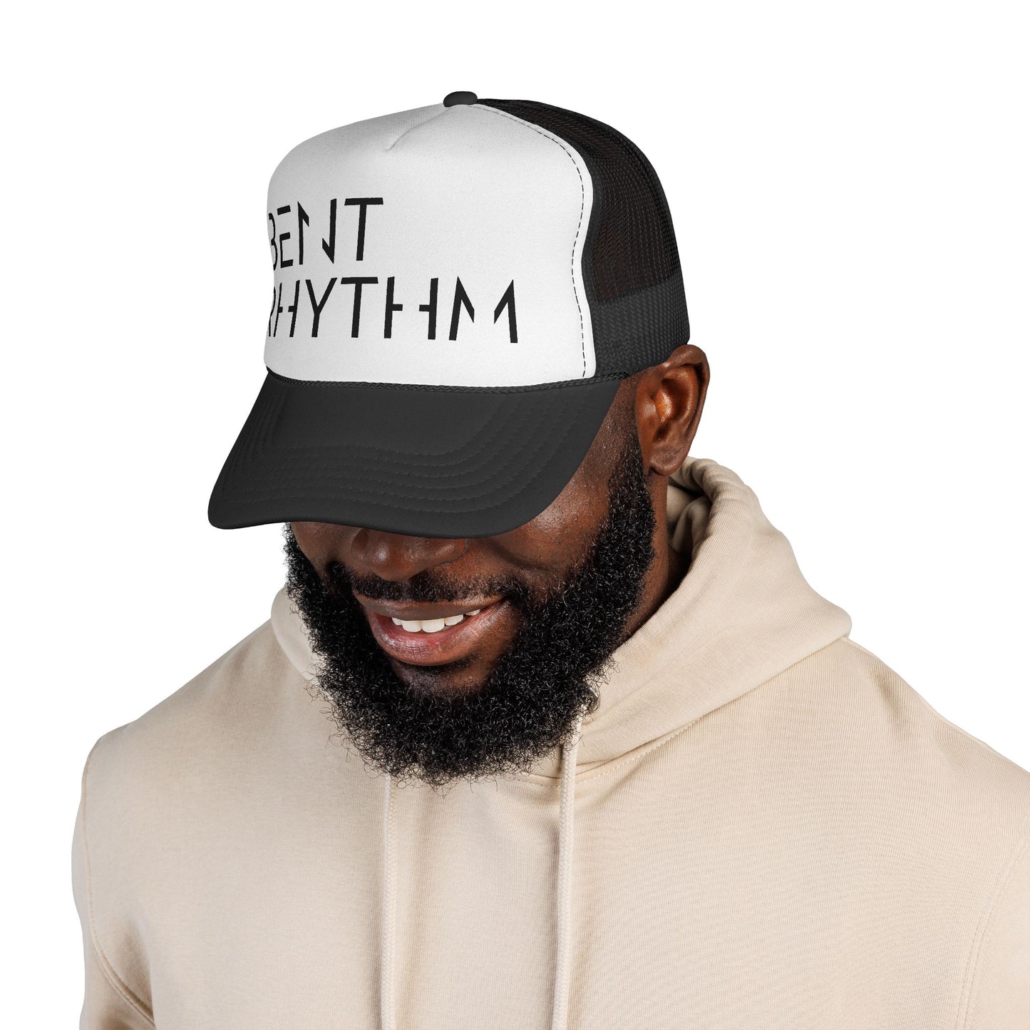 Bent Rhythm Trucker Cap — Retro Minimalist Music Logo Hat
