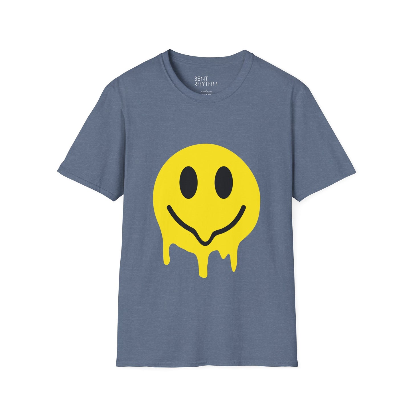 Techno Raver T-Shirt - Melting Acid Smiley Face Design