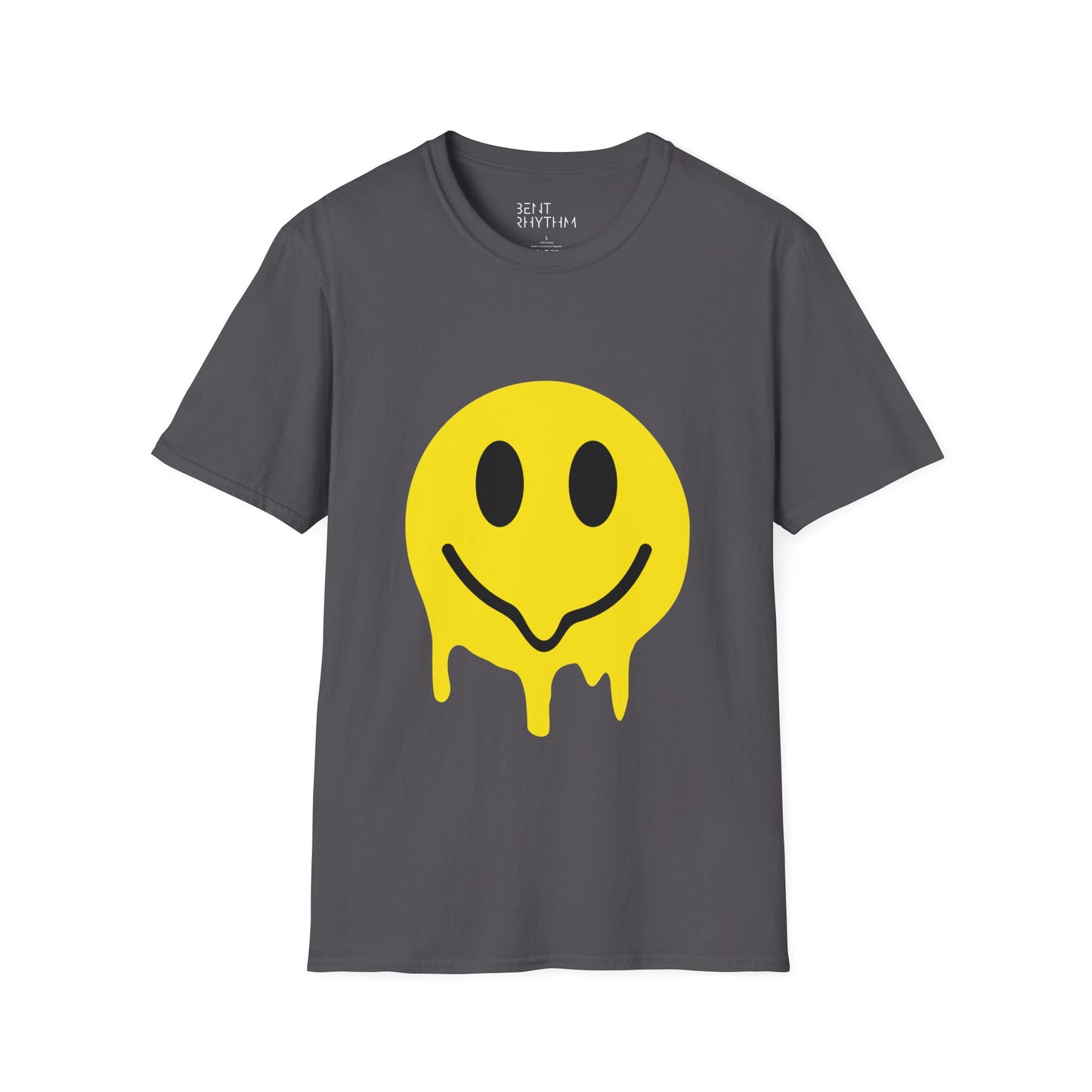 Techno Raver T-Shirt - Melting Acid Smiley Face Design