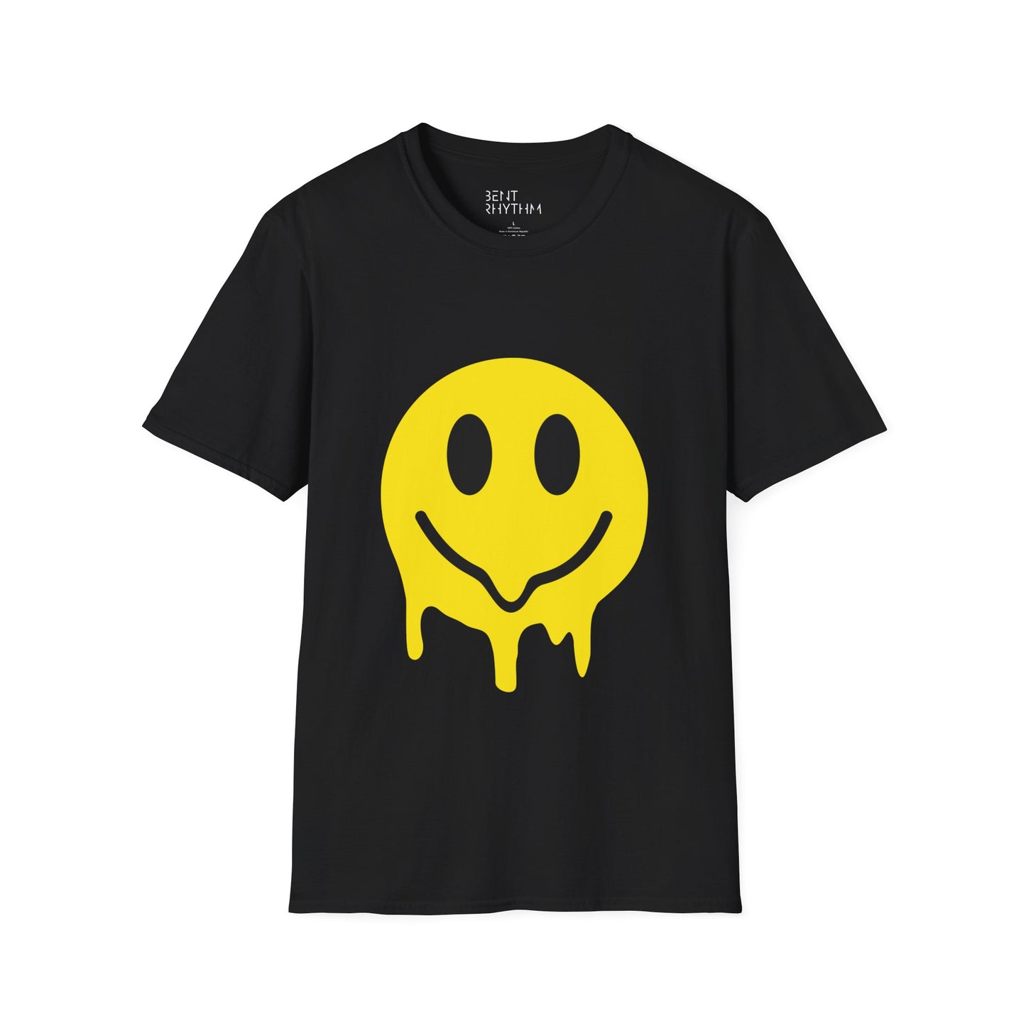Techno Raver T-Shirt - Melting Acid Smiley Face Design
