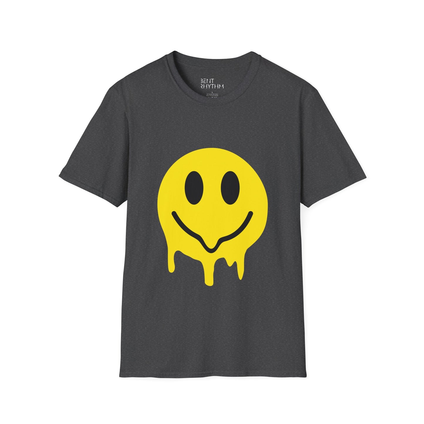 Techno Raver T-Shirt - Melting Acid Smiley Face Design