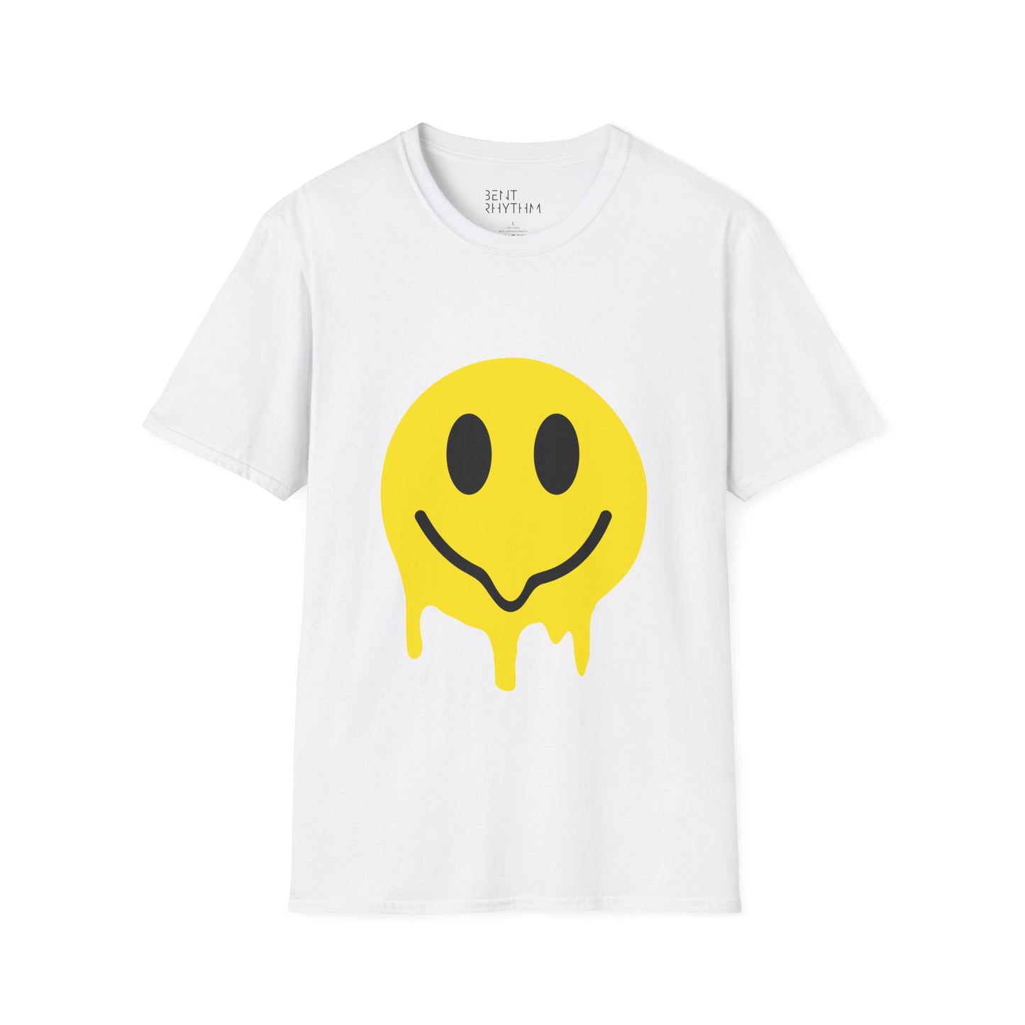 Techno Raver T-Shirt - Melting Acid Smiley Face Design