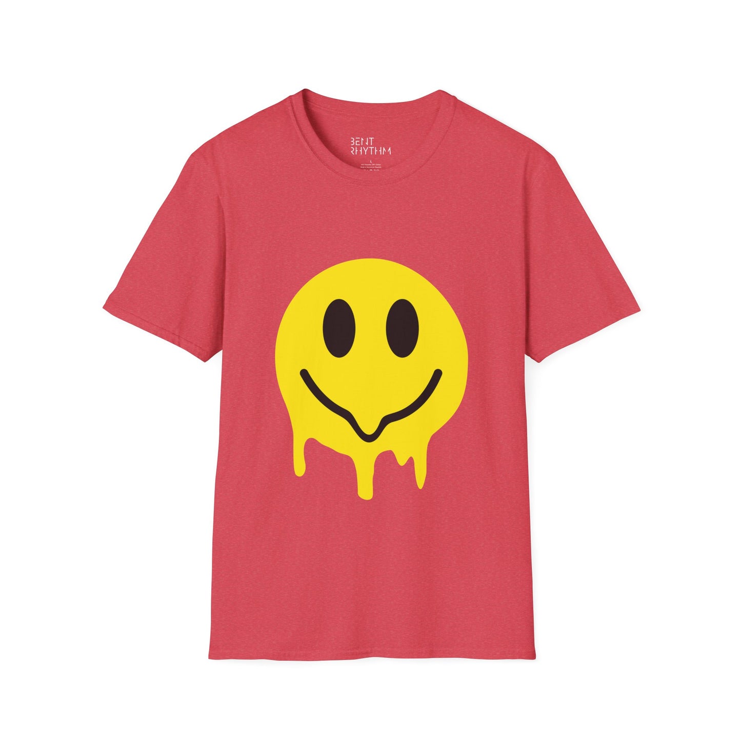 Techno Raver T-Shirt - Melting Acid Smiley Face Design