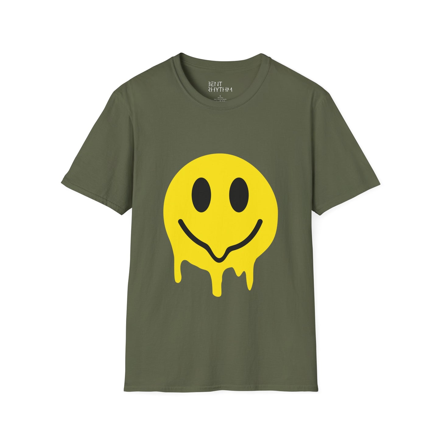 Techno Raver T-Shirt - Melting Acid Smiley Face Design