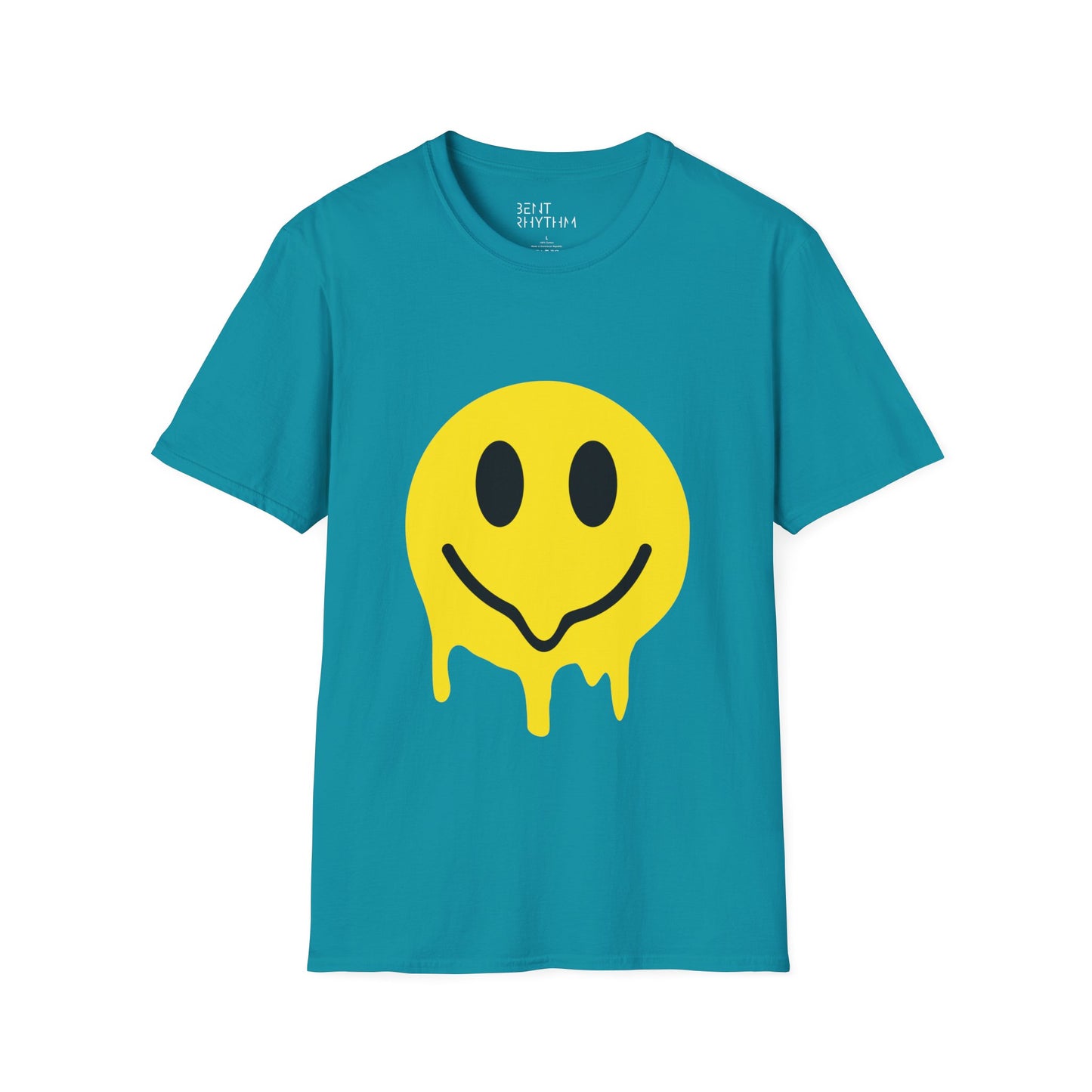 Techno Raver T-Shirt - Melting Acid Smiley Face Design