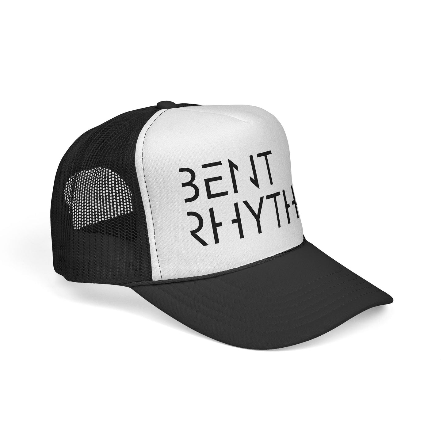 Bent Rhythm Trucker Cap — Retro Minimalist Music Logo Hat